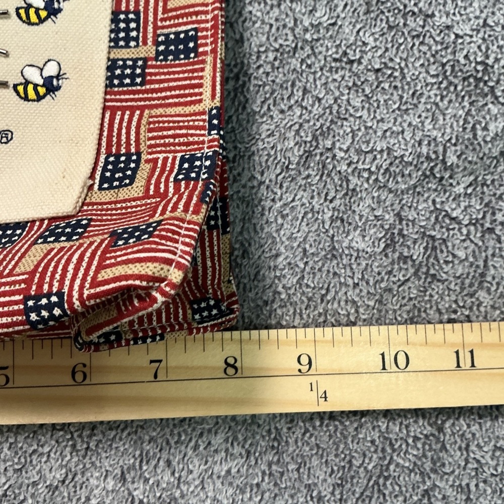 Longaberger American Flag Bee Basket Embroidered Fabric Tote Bag Red White Blue - Picture 6 of 6